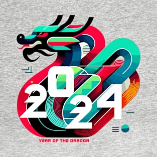 Vibrant Dragon 2024 - Modern Zodiac Graphic T-Shirt